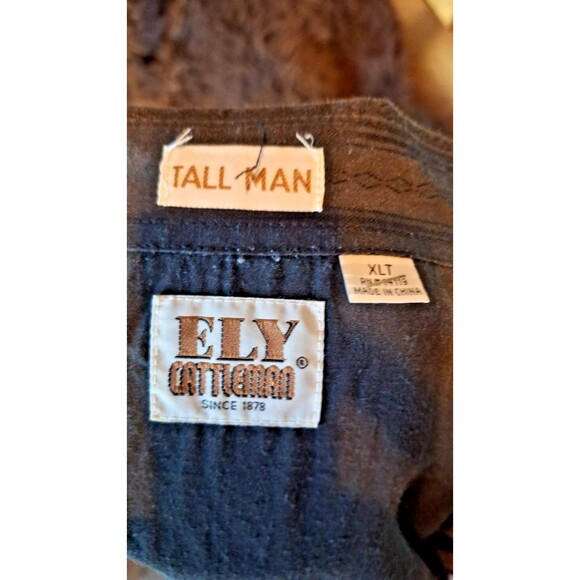 Ely Cattleman Pearl‎ Snap Button Shirt Men's XL Tall Black - Picture 6 of 6